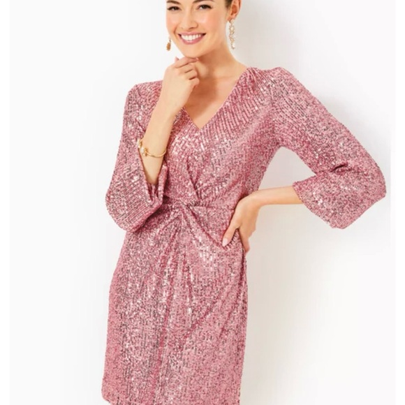 Lilly Pulitzer Estrella Conch shell Pink Sequin  Dress - Picture 5 of 7